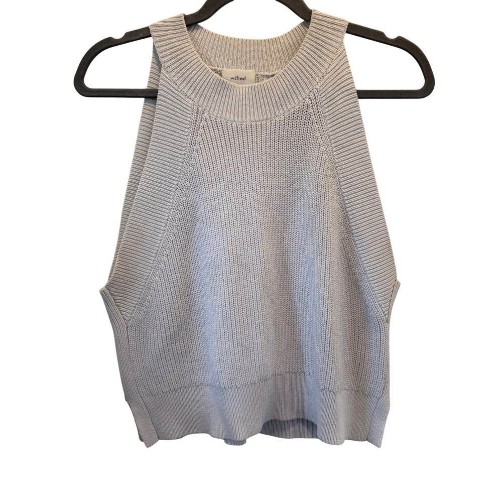 Aritzia Wilfred Crevier Knit Tank Top Women Ribbed Cream Sleeveless Sz L Flawed